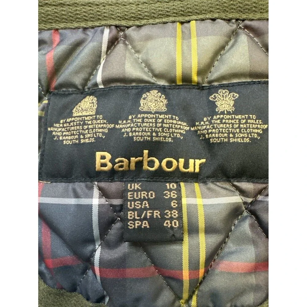 Barbour Vest Tartan Betty Quilted Gilet Liner Womens 6 Green Classic